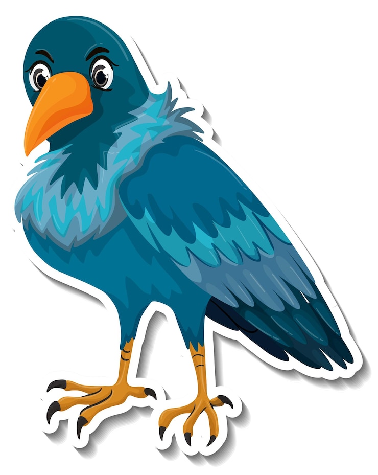 Vector gratuito pegatina de dibujos animados animal lindo pájaro azul