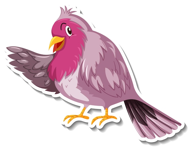 Vector gratuito pegatina de dibujos animados animal pajarito rosa