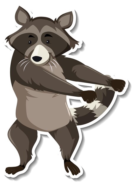 Una pegatina de dibujos animados de animales bailando mapache