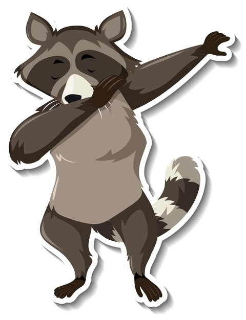 Una pegatina de dibujos animados de animales bailando mapache