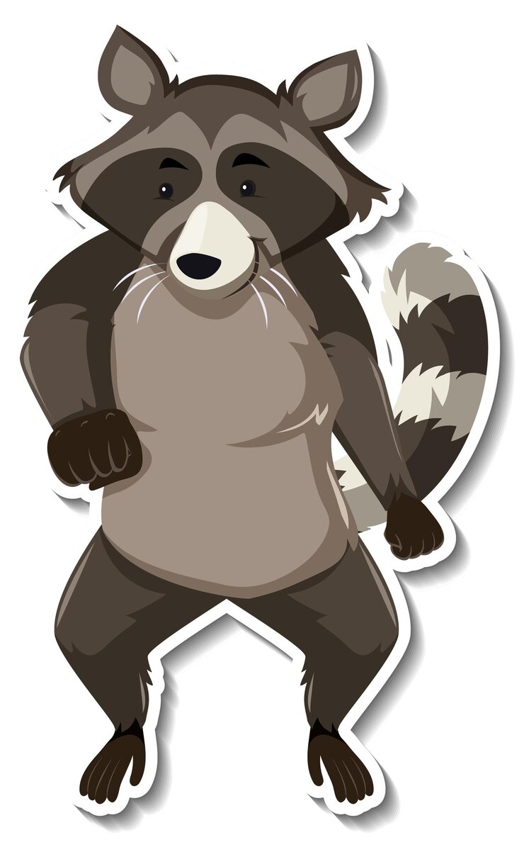 Vector gratuito una pegatina de dibujos animados de animales bailando mapache