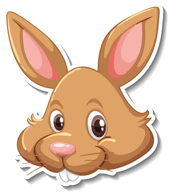 Pegatina de dibujos animados de animales cabeza de conejo