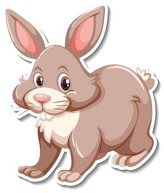 Una pegatina de dibujos animados de animales de conejo