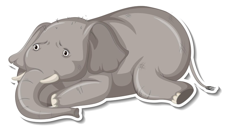 Vector gratuito pegatina de dibujos animados de animales de elefante enfermo