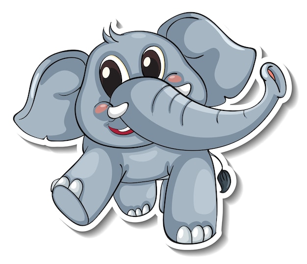 Vector gratuito pegatina de dibujos animados de animales elefante feliz