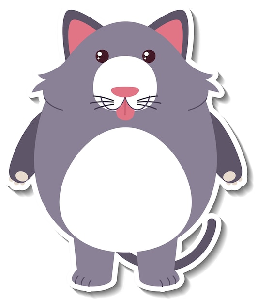 Vector gratuito pegatina de dibujos animados de animales de gato gordito