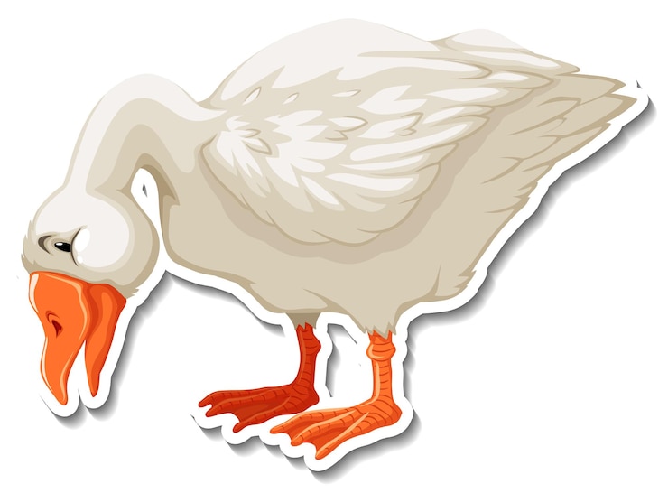 Vector gratuito pegatina de dibujos animados de animales de granja de animales de ganso