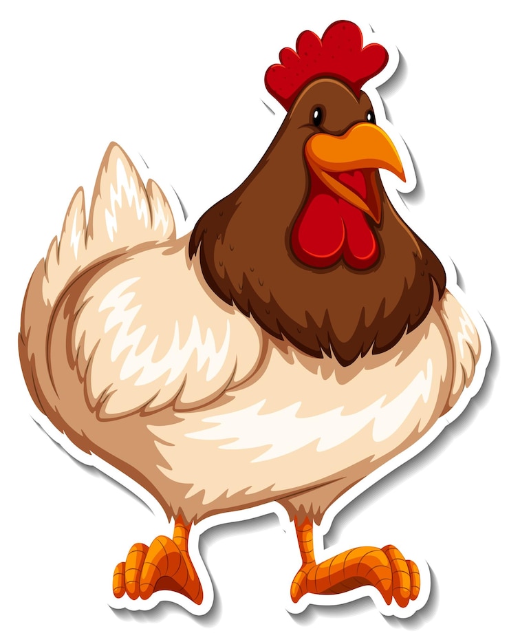 Vector gratuito pegatina de dibujos animados de animales de granja de animales de pollo