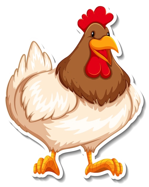 Vector gratuito pegatina de dibujos animados de animales de granja de animales de pollo