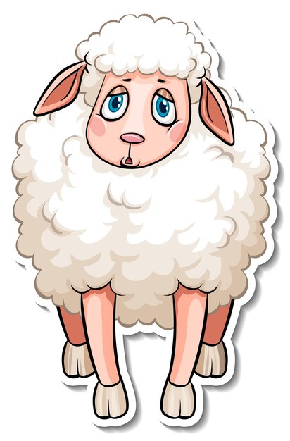 Pegatina de dibujos animados de animales de granja de ovejas