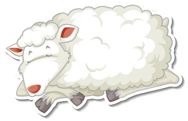 Pegatina de dibujos animados de animales de granja de ovejas