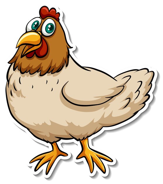 Pegatina de dibujos animados de animales de granja de pollo
