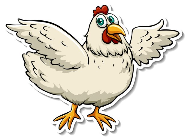 Pegatina de dibujos animados de animales de granja de pollo