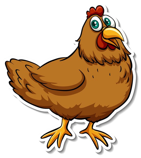 Pegatina de dibujos animados de animales de granja de pollo
