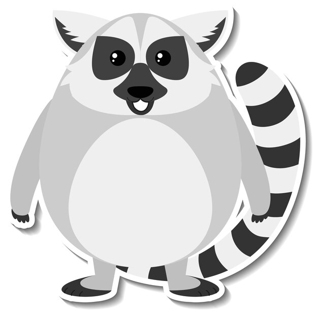 Pegatina de dibujos animados de animales lémur gordito