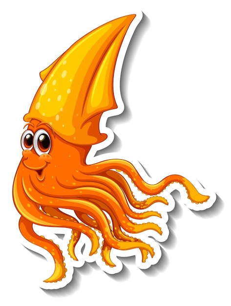 Pegatina de dibujos animados de animales marinos de calamar