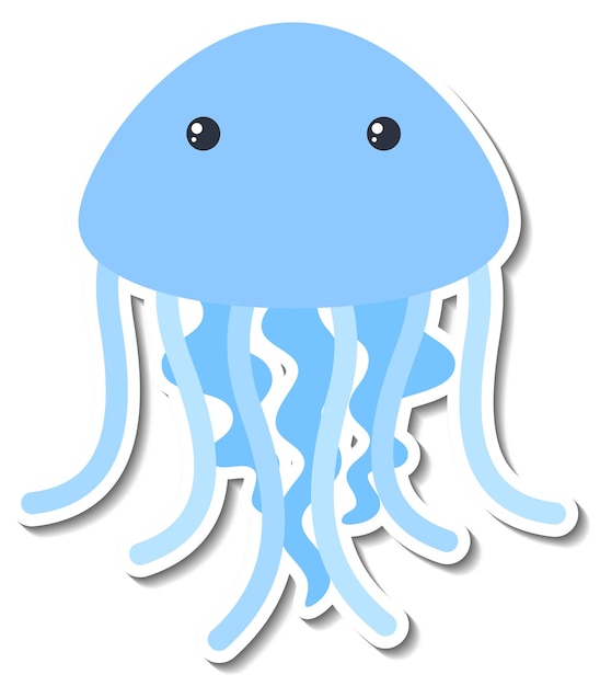 Vector gratuito pegatina de dibujos animados de animales marinos medusas