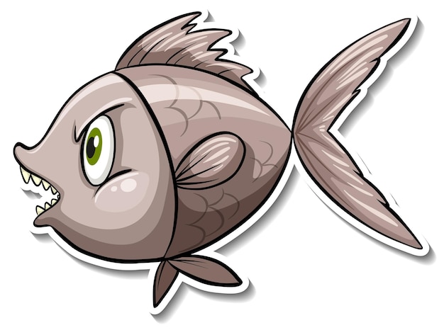 Pegatina de dibujos animados de animales marinos de peces enojados