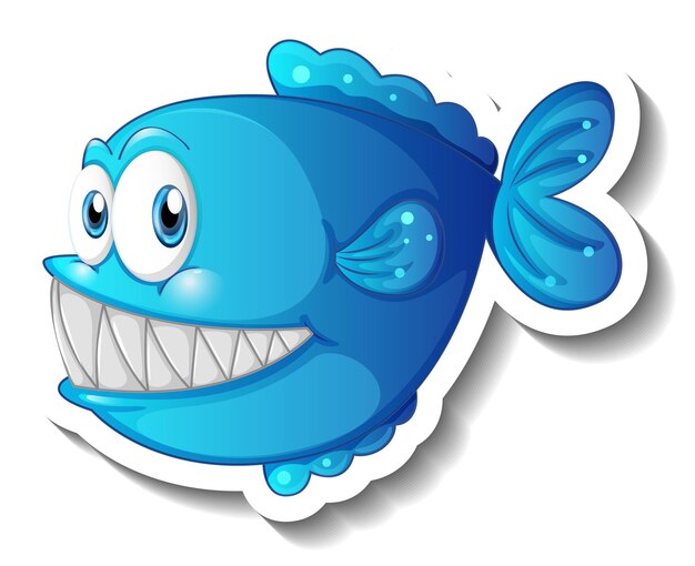 Pegatina de dibujos animados de animales marinos con peces lindos