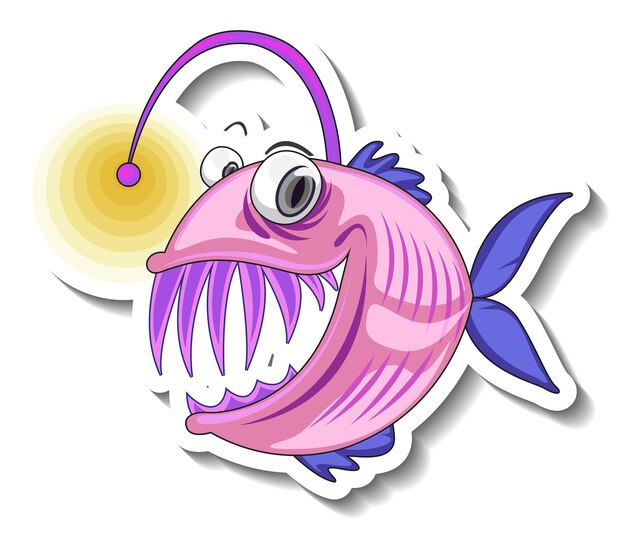 Pegatina de dibujos animados de animales marinos con rape