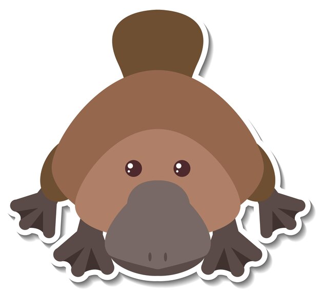 Pegatina de dibujos animados de animales de ornitorrinco rechoncho