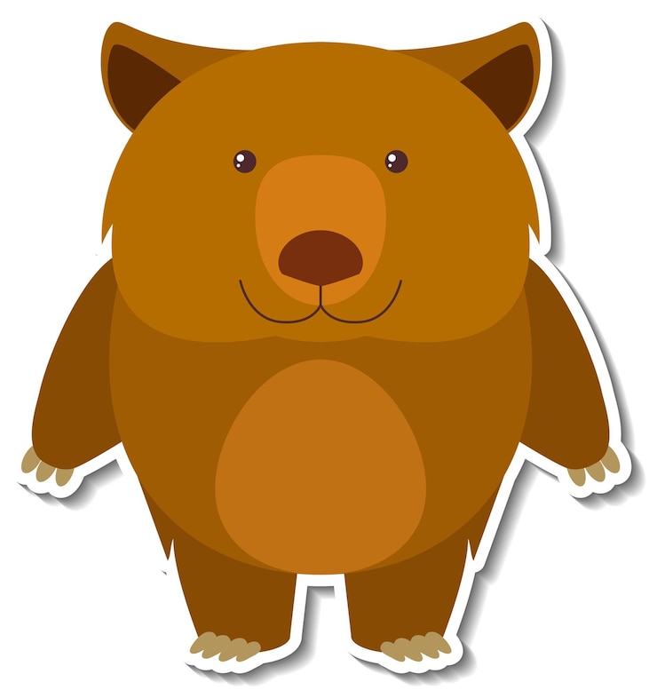 Vector gratuito pegatina de dibujos animados de animales de oso gordito