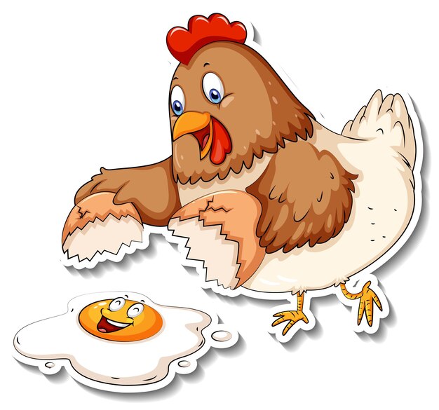 Una pegatina de dibujos animados de animales de pollo