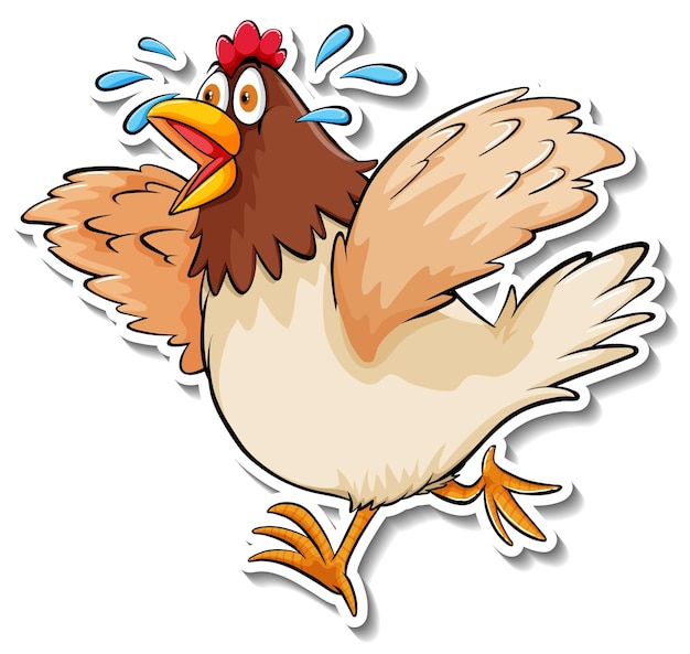 Vector gratuito una pegatina de dibujos animados de animales de pollo