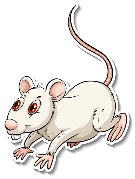 Una pegatina de dibujos animados de animales de rata blanca