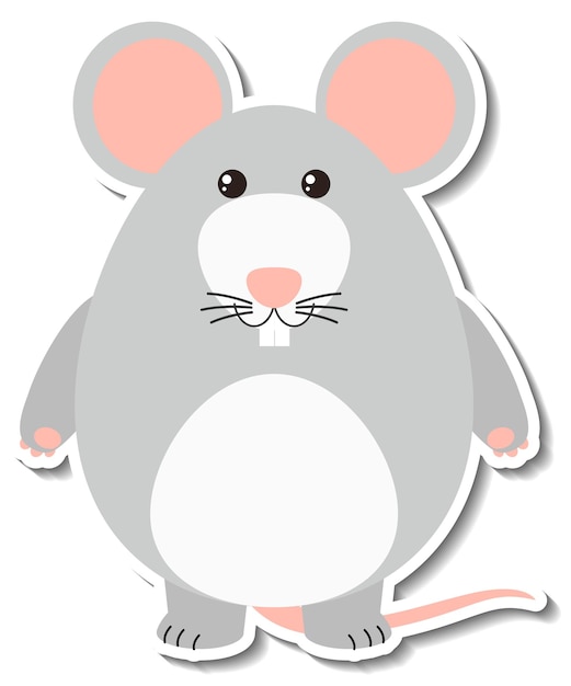 Vector gratuito pegatina de dibujos animados de animales de ratón gordito
