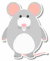Vector gratuito pegatina de dibujos animados de animales de ratón gordito