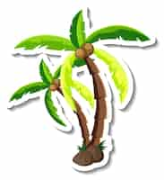 Vector gratuito pegatina de dibujos animados de árbol de coco