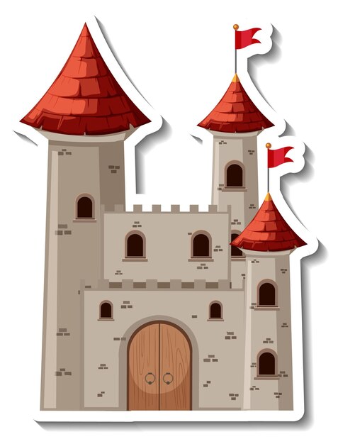 Pegatina de dibujos animados de castillo y fortaleza de piedra