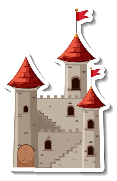 Vector gratuito pegatina de dibujos animados de castillo y fortaleza de piedra