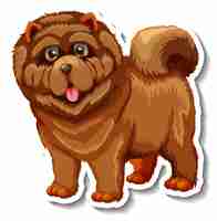 Vector gratuito pegatina de dibujos animados de perro chow chow