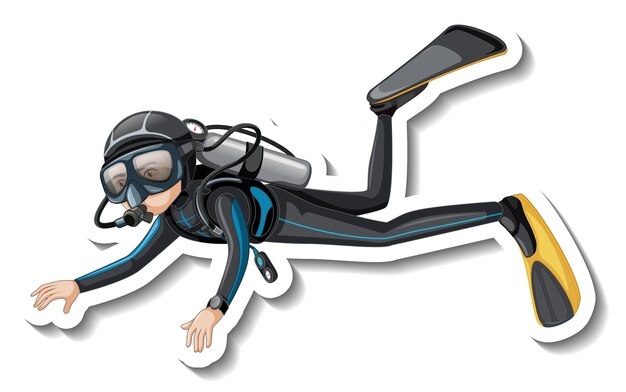 Pegatina de dibujos animados de Scuba Diver