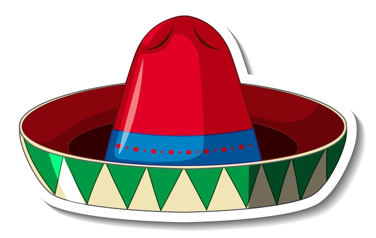 Vector gratuito pegatina de dibujos animados de sombrero mexicano