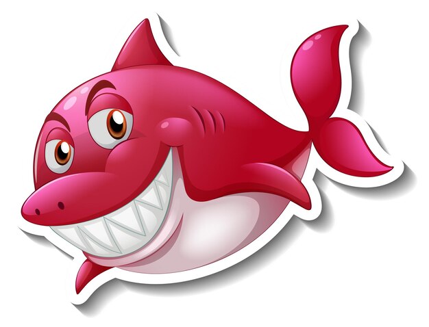 Pegatina de dibujos animados de tiburón sonriente
