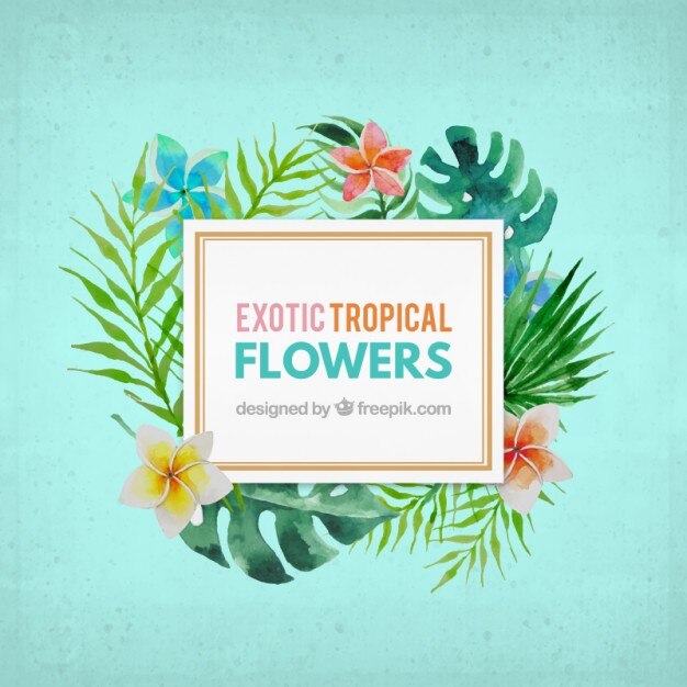 Pegatina de flores exóticas de acuarela