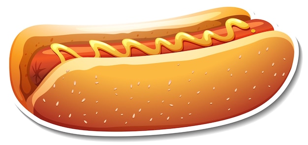 Una pegatina de hotdog sobre fondo blanco.