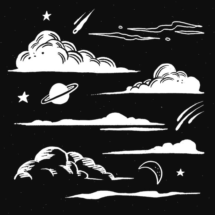 Vector gratuito pegatina ilustración de doodle de nubes blancas