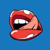 Vector gratuito pegatina labios pop art