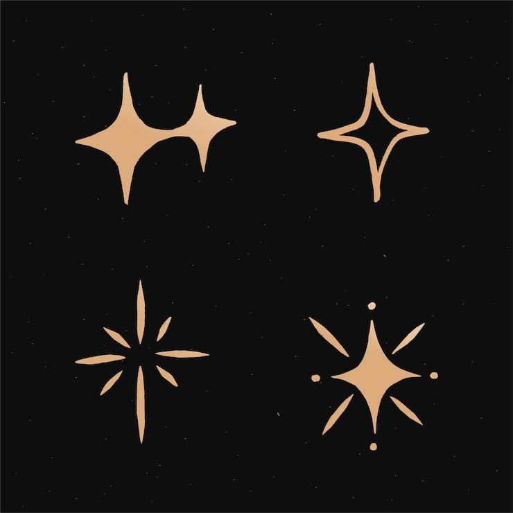 Vector gratuito pegatina linda ilustración de doodle de galaxia de oro de destellos