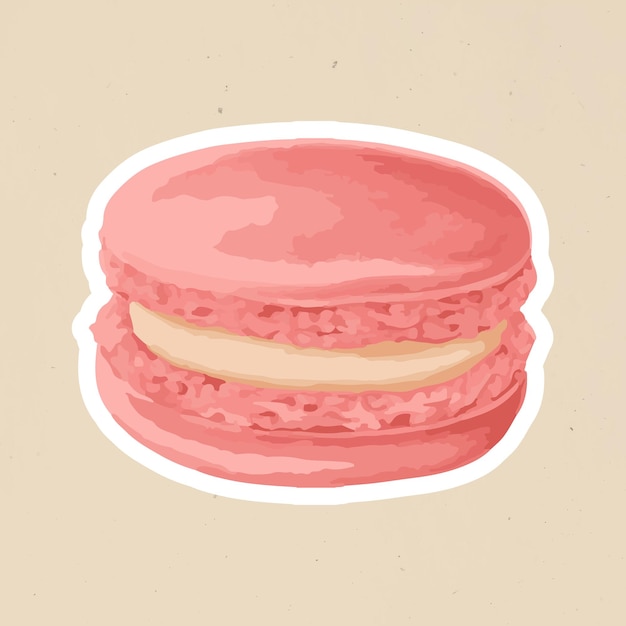 Vector gratuito pegatina macaron rosa dibujada a mano vectorizada con un borde blanco