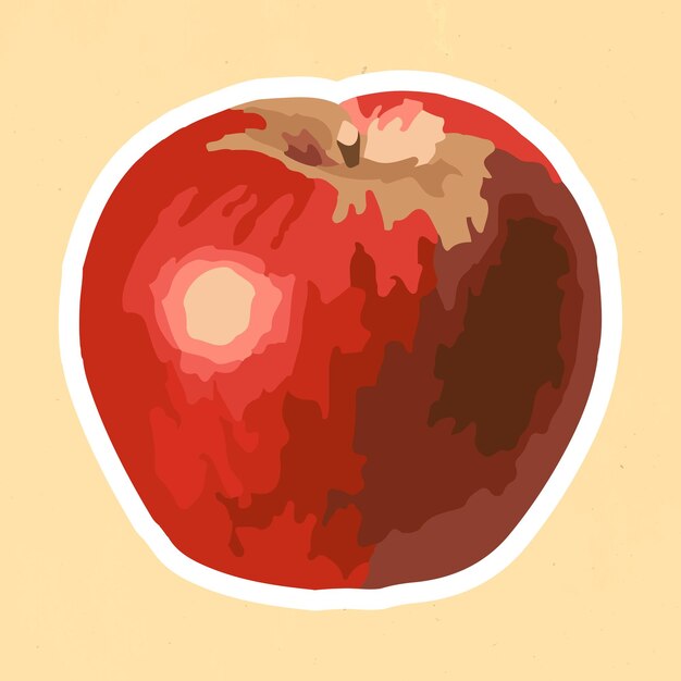 Pegatina de manzana roja vectorizada con recurso de diseño de borde blanco