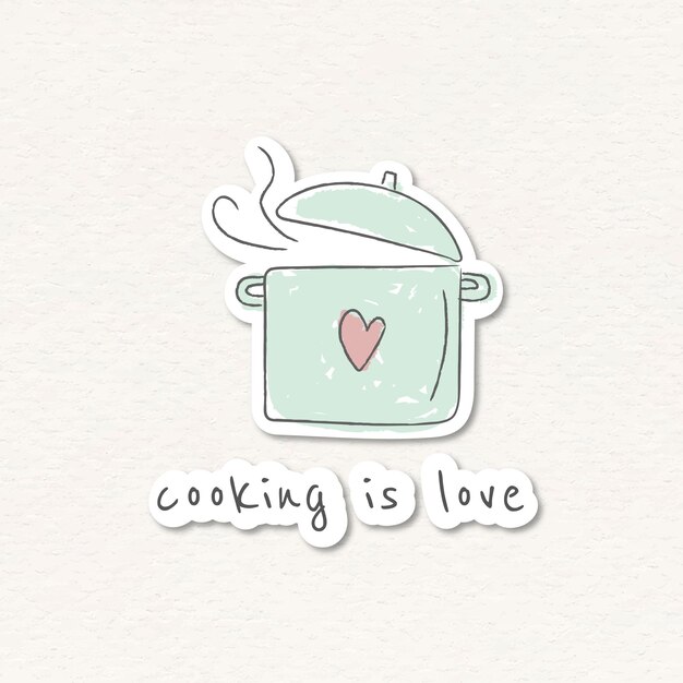 Pegatina olla de cocina Doodle