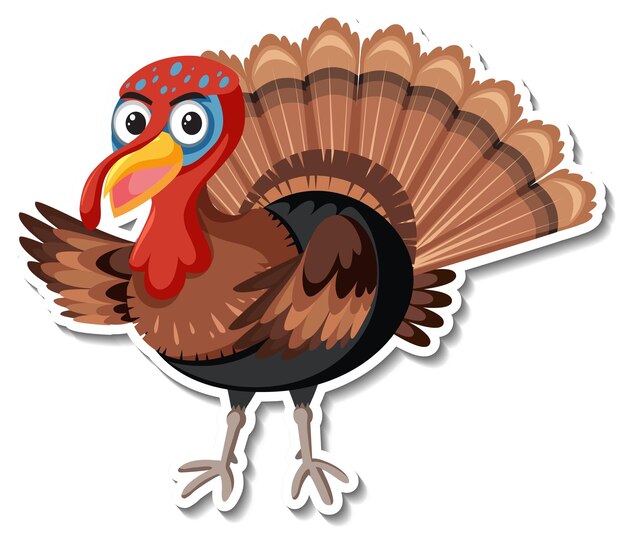 Pegatina personaje de dibujos animados de animales de pavo