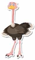 Vector gratuito pegatina de personaje de dibujos animados de avestruz