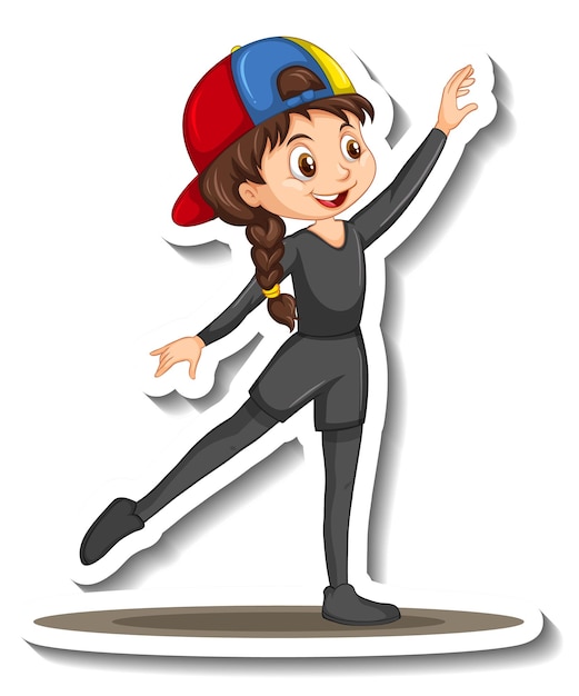 Pegatina de personaje de dibujos animados con una chica bailando ballet
