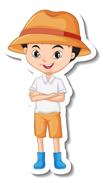 Pegatina personaje de dibujos animados de chico asiático